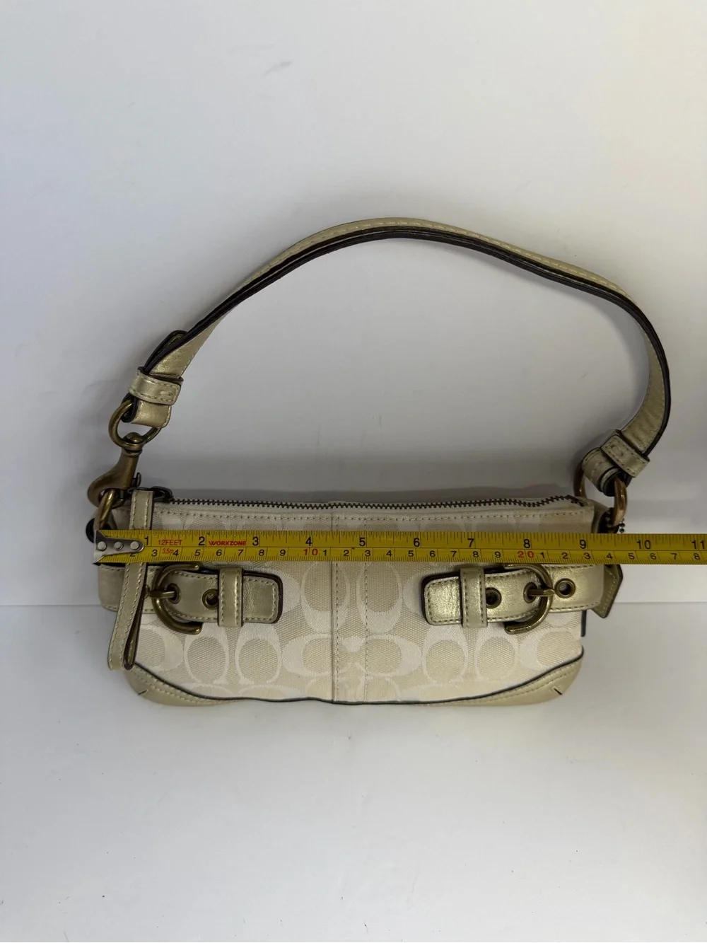 Coach Y2K Pale Signature Canvas/Gold Trim Demi Shoulder Bag